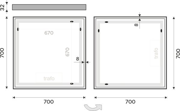 LED zrcadlo ZP13077 70x70 cm