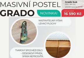 Masivní dvoulůžková postel GRADO