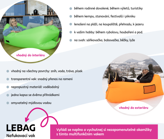 Nafukovací sedací vak Lazy bag pink