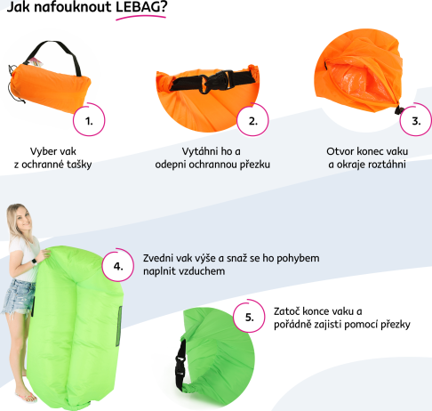 Nafukovací sedací vak Lazy bag pink