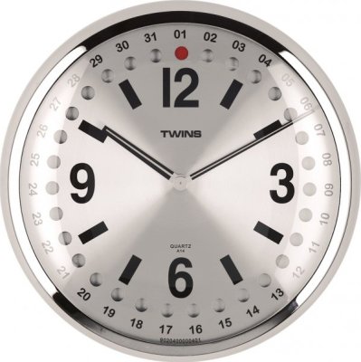 Nástěnné hodiny Twins 14 silver 32cm