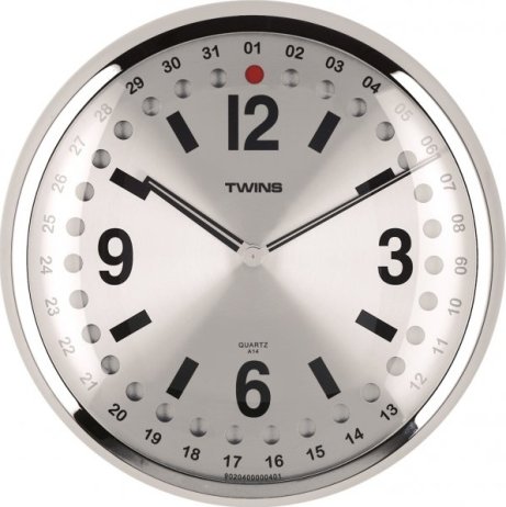 Nástěnné hodiny Twins 14 silver 32cm