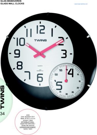 Nástěnné hodiny Twins 352 black 35cm