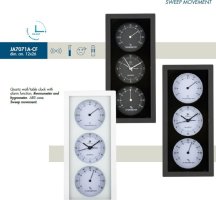 Nástěnné-stolní hodiny s teploměrem a vlhkoměrem JA7071BN Lowell 26cm
