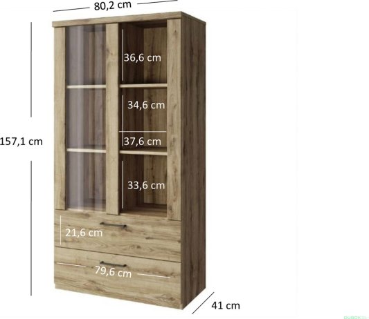 Nízká vitrína DOORSET 1W2S