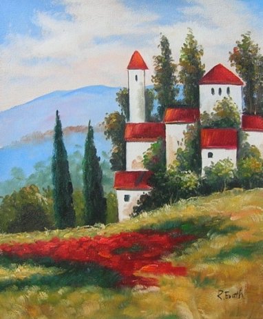 Obraz - Krajina s domy
