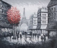 Obraz - Paříž s červeným stromem