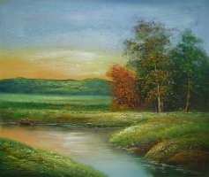 Obraz - Řeka v západu slunce