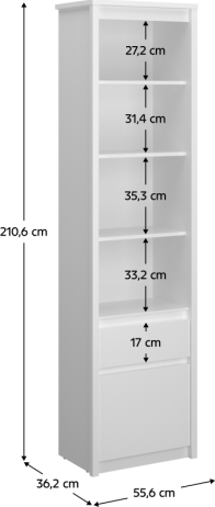 Bílý otevřený regál DINOR 1D1S
