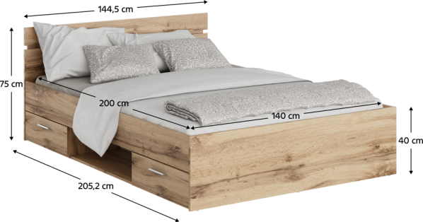 Jednolůžková postel Galori 140 dub wotan