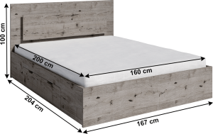 Postel s LED podsvícením v dekoru dub welington Quetro