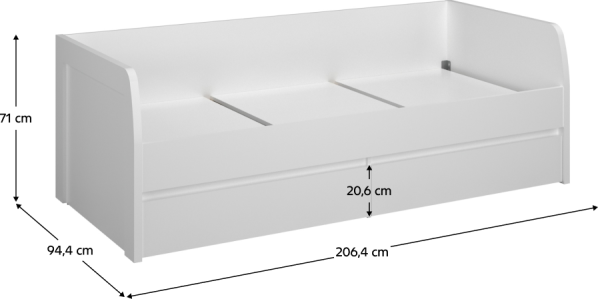 Bílá postel DINOR 2S 90x200