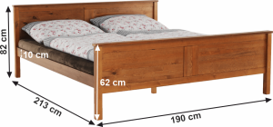Postel Soin 180x200, borovicové dřevo v odstínu dub