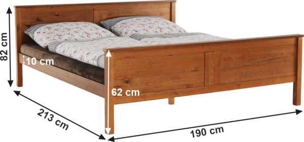 Postel Soin 180x200, borovicové dřevo v odstínu dub
