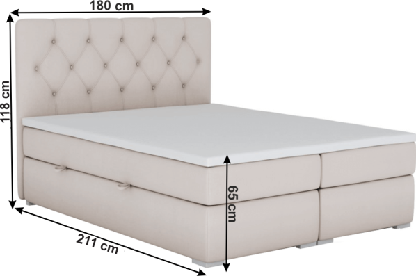 Boxspring postel Paen 180x200, béžová