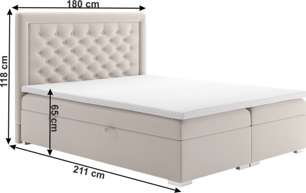 Boxspring postel Venering 180x200, krémová