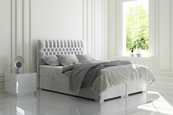 Boxspring postel Wainag 160x200, světle šedá