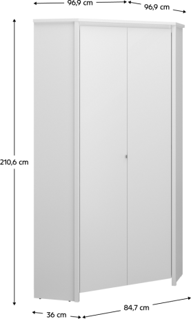Bílá rohová skříň DINOR 2D