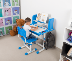 Rostoucí psací stůl a židle Creativ modrá/bílá