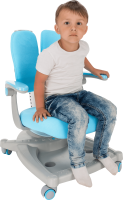 Rostoucí židle s podnožkou Comfydeco šedá/modrá