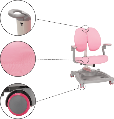 Rostoucí židle s podnožkou Comfydeco šedá/růžová
