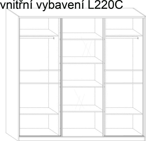 Šatní skříň Rico 220 se zrcadlem