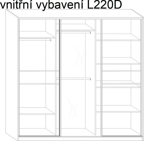 Šatní skříň Rico 220 se zrcadlem