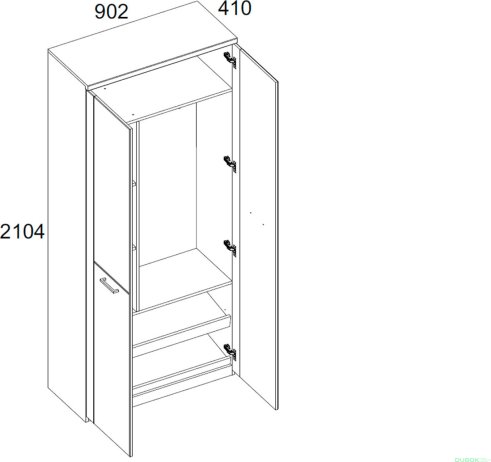 Šatní skříň se zrcadlem DOORSET 2D
