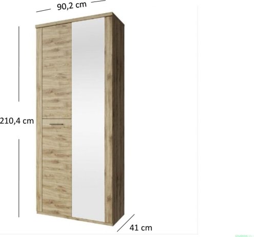 Šatní skříň se zrcadlem DOORSET 2D