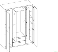 Šatní skříň se zrcadlem DOORSET 4D2S