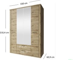 Šatní skříň se zrcadlem DOORSET 4D2S