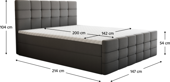 Šedá boxspringová postel Bresto 140