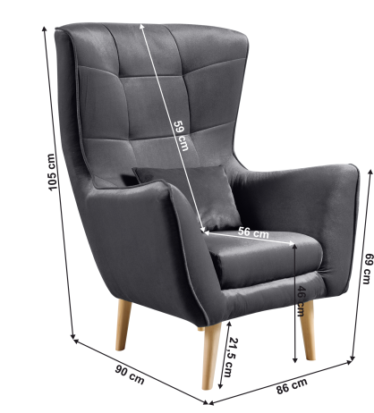Šedé křeslo ušák SHAPE