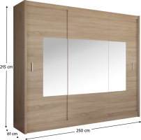 Skříň s posuvnými dveřmi Armoire 250 dub sonoma