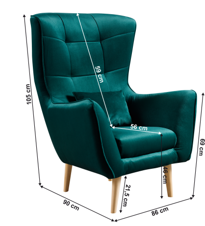 Smaragdové křeslo ušák SHAPE