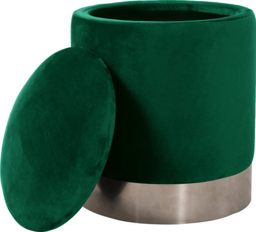 Zelený taburet, Velvet látka/stříbrná chrom, DARON