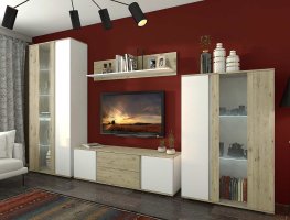 TV stolek Laura 2D2S/150, dub/bílá