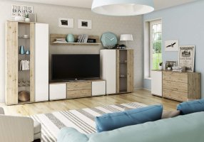 TV stolek Laura 2D2S/150, dub/bílá