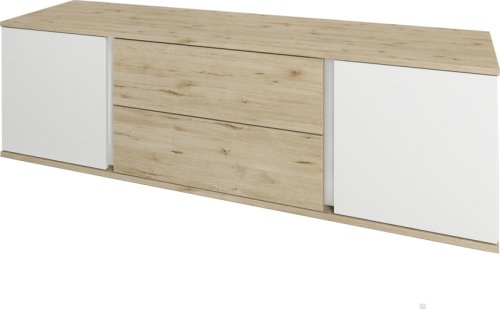TV stolek Laura 2D2S/150, dub/bílá