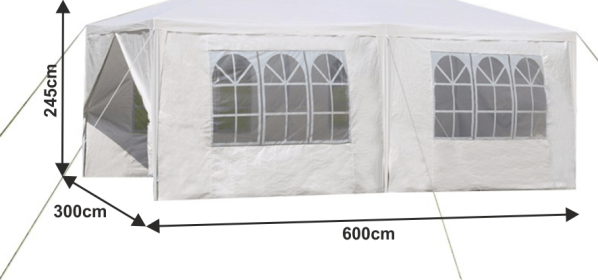 Bílý zahradní stan Party 3x6 m