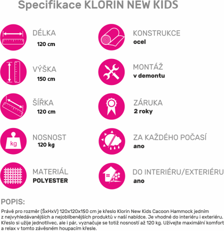 Závěsné houpací křeslo Kids světle šedá