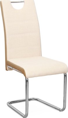 Židle IZMA, ekokůže béžová / béžová látka + chrom