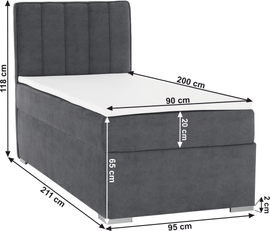 Boxspringová postel Narygo 90x200 levá