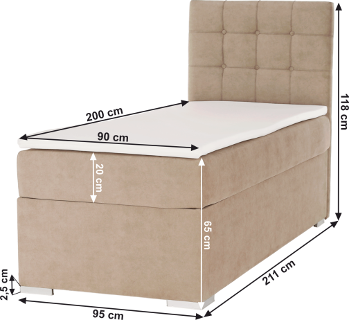 Boxspringová postel Wardall 90x200 pravá