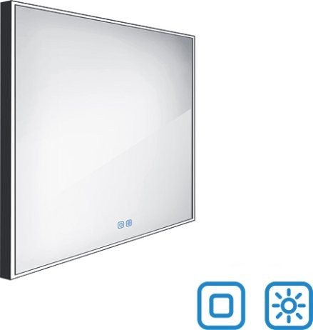 Černé LED zrcadlo ZPC 13077VX-90 70x70 cm