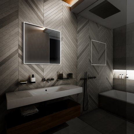 Černé LED zrcadlo ZPC 13077VX-90 70x70 cm