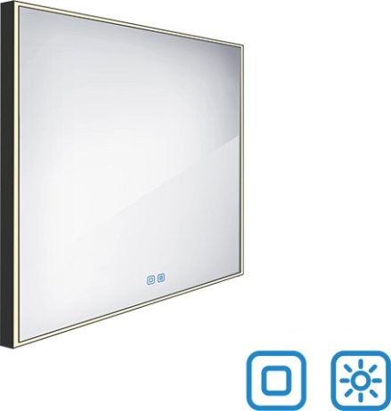 Černé LED zrcadlo ZPC 13077VX-90 70x70 cm