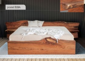 Designová masivní postel ELBA s úložným prostorem