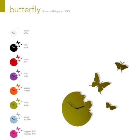 Designové hodiny Diamantini a Domeniconi Butterfly orange 40cm