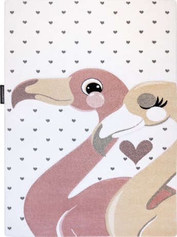 Dětský kusový koberec Petit Flamingos hearts cream
